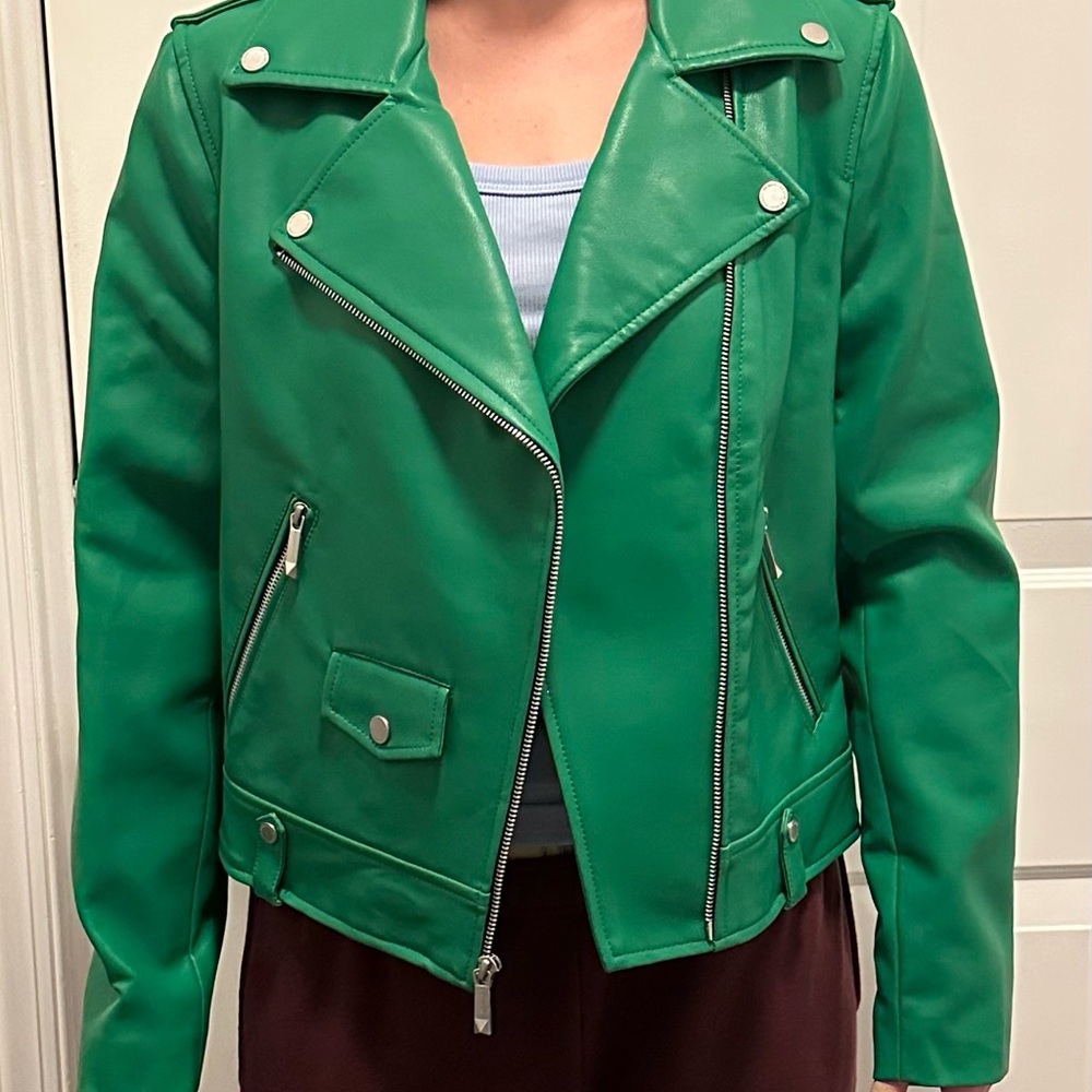 BCBGMaxAzria Vibrant Green Leather Jacket
